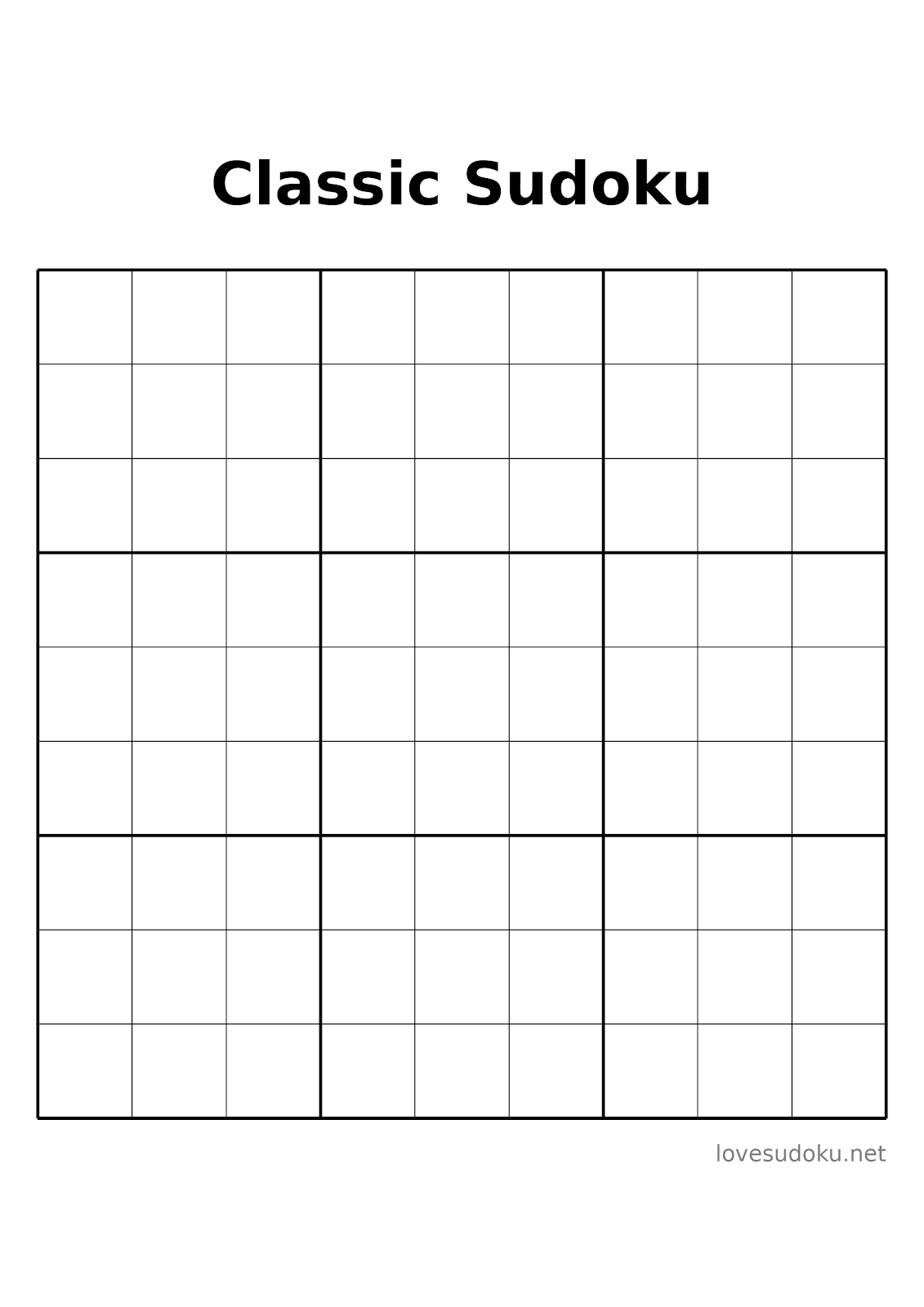 blank sudoku grids to print